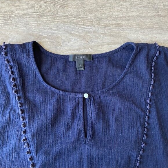 J. Crew Pom Pom Navy Beach Cover Up Tunic Top - Picture 8 of 14